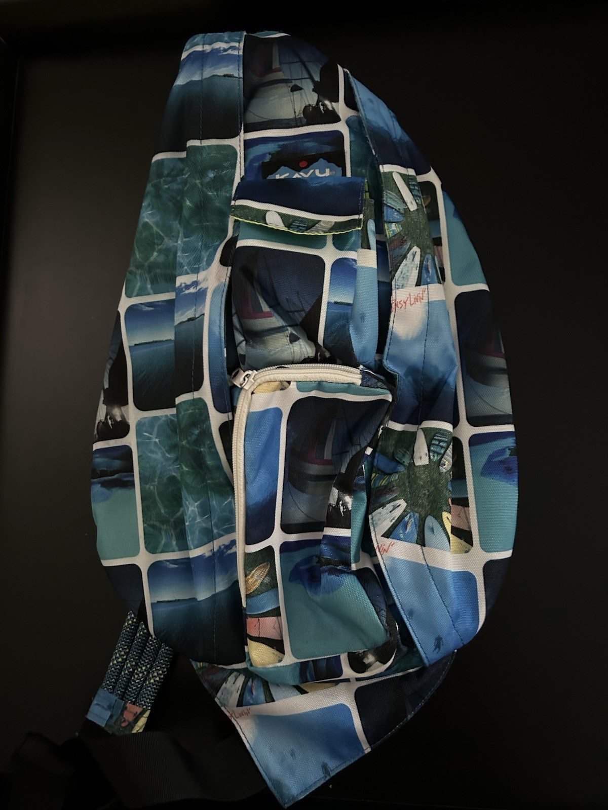 Kavu Sling Rope Bag Rare Ocean Surfing Sailing Pattern