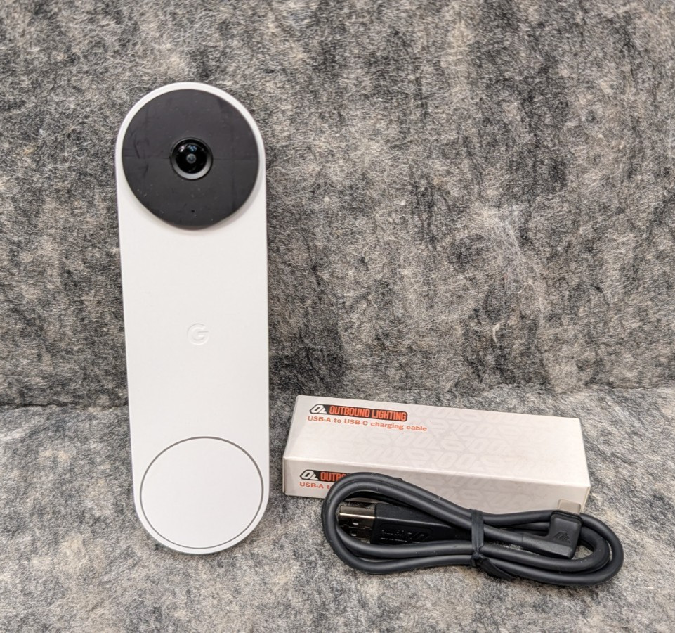 Google Nest GWX3T WiFi Smart Video Doorbell - Battery - Snow 🔥Works🔥