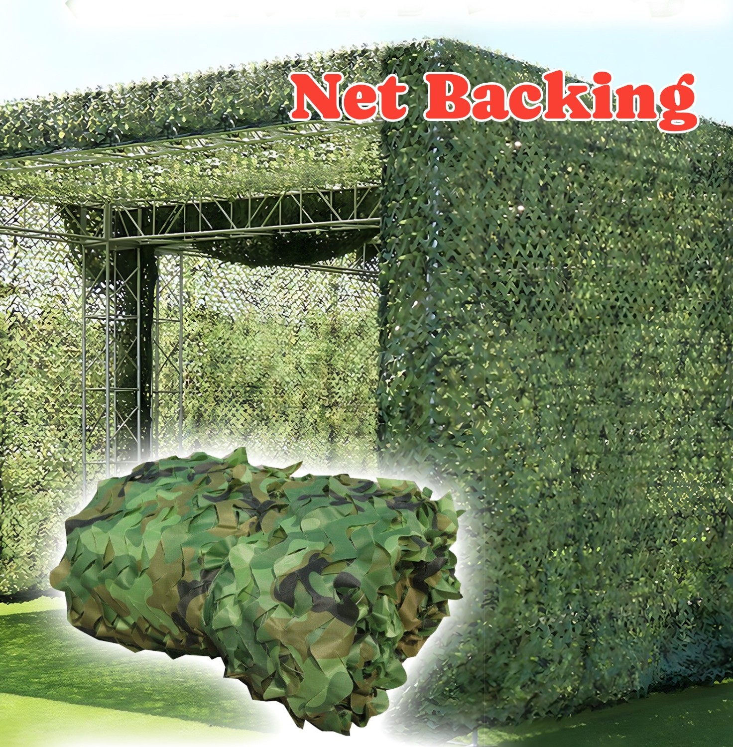 Camouflage Netting Military Cuttable Camping Mesh Cover w/Reinforced Net Backing