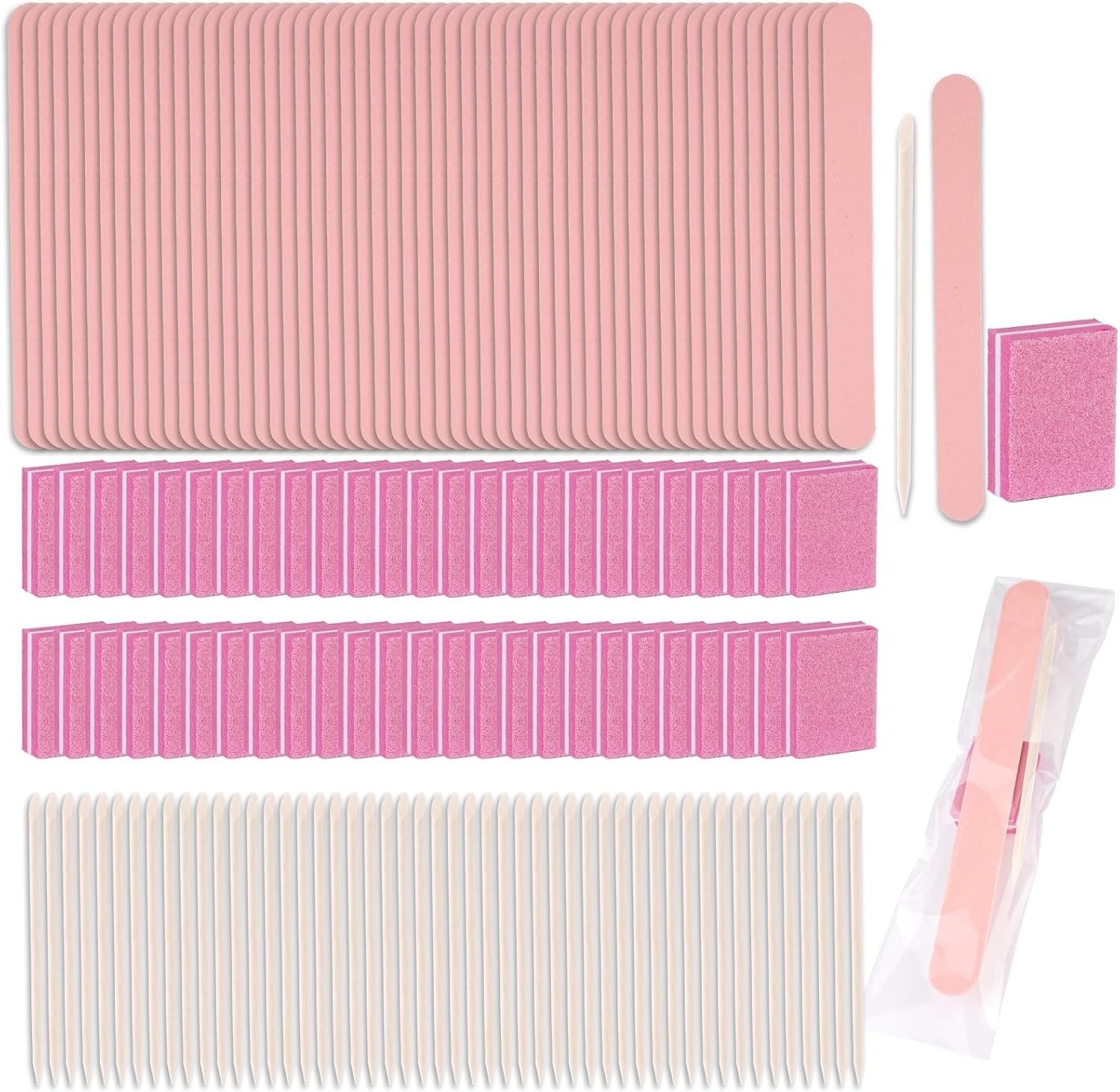 Disposable Manicure Kit - 50pc Set, Includes Mini Nail Buffer, Nail File, Woo...