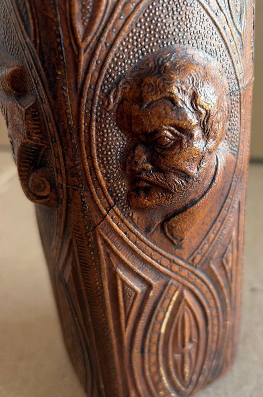 Spanish Decanter Hand Tooled Leather Scene Don Quixote De La Mancha Empty