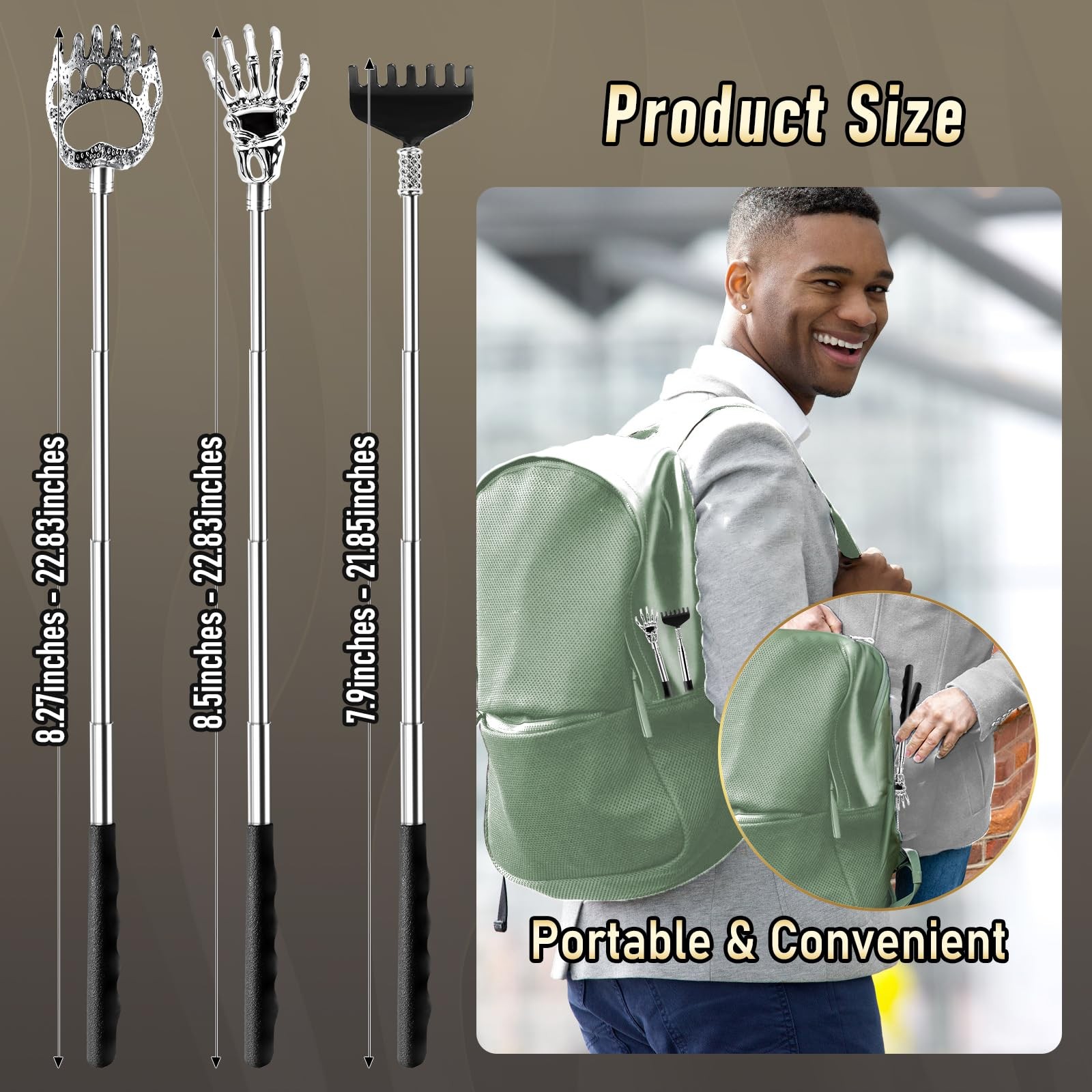 Orerered 4Pcs Back Scratcher Extendable for Men 4pcs, Backscratcher 4pcs