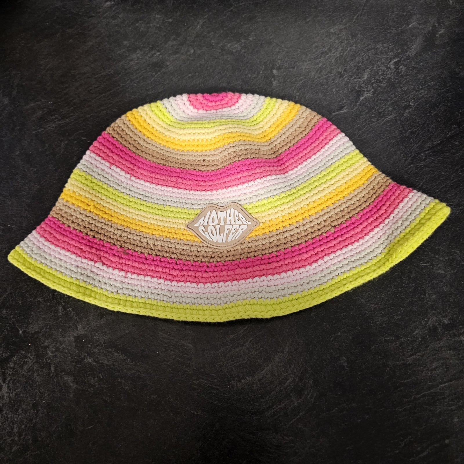 G/FORE Limited Edition Striped Crochet Mothers DayGolfer Bucket Hat in Day Glow