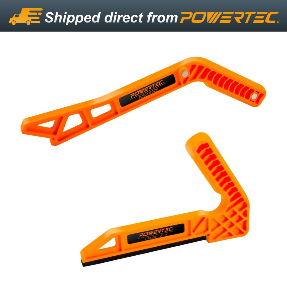 POWERTEC 71785 Table Saw Angle Cutting Jig with Safety Push Block and Stick Set