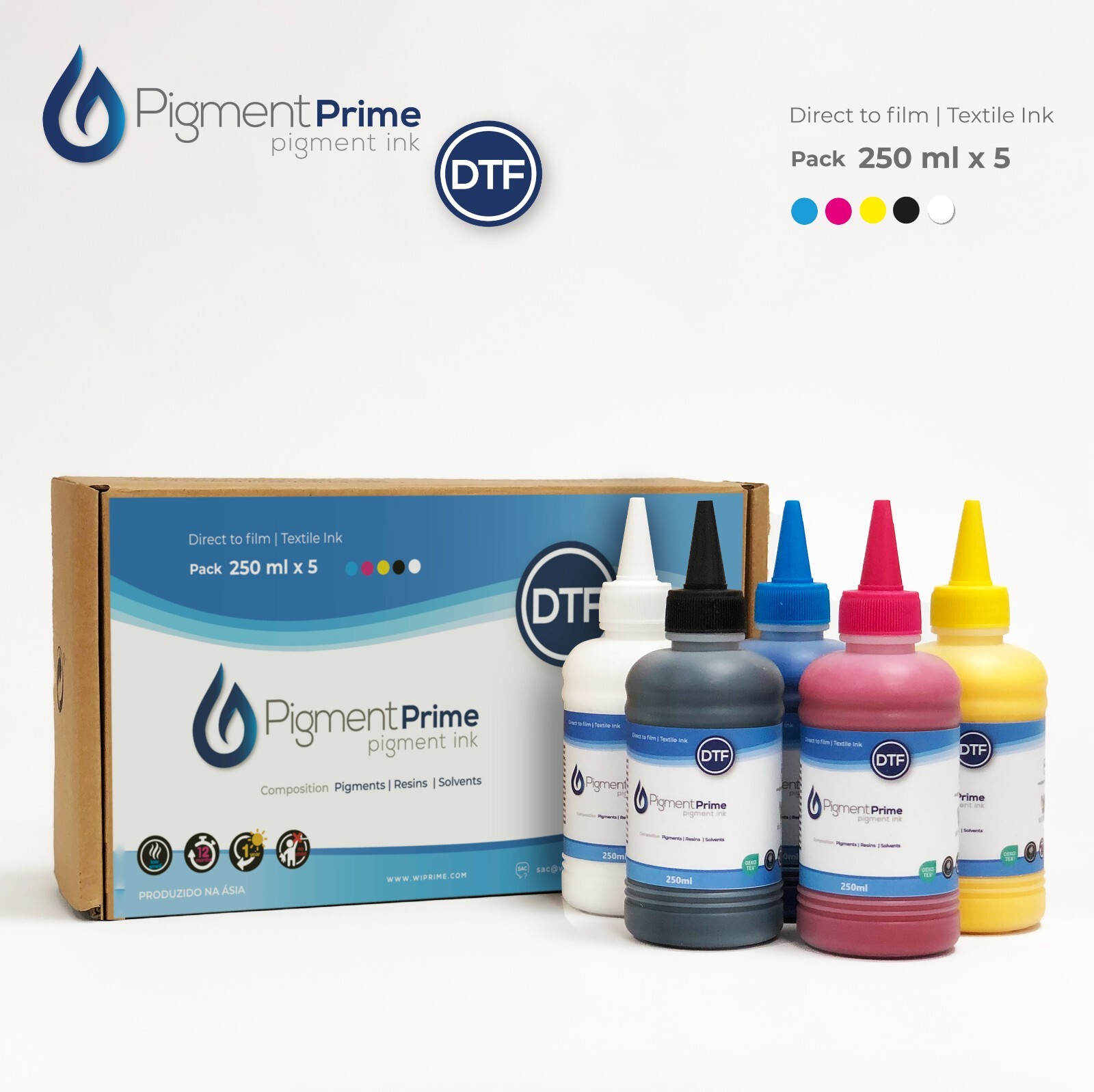 WIPRIME DTF Ink Premium 6 x 250 ml  Heat Transfer Ink kit for Conversion Refill