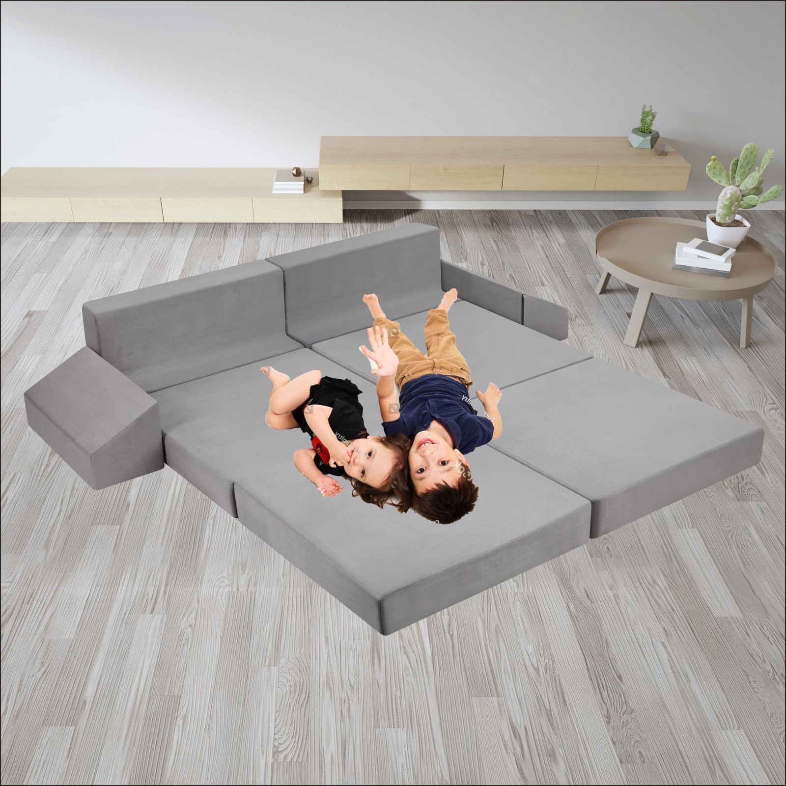Modular Kids Play Couch, Toddler Sectional Sofa, Versatile Child Furniture fo...