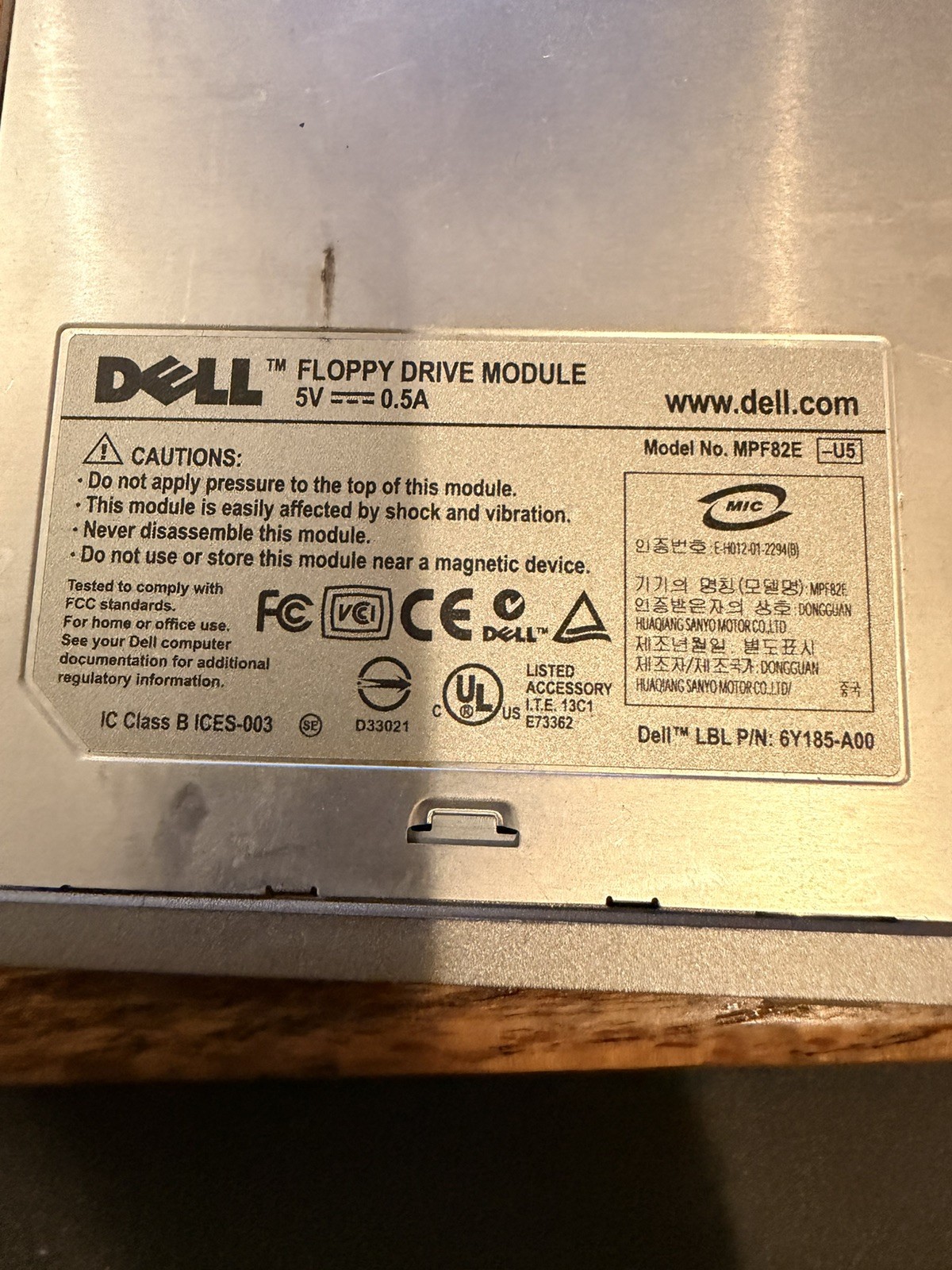 Dell MPF82E Floppy Drive Module 3.5″ 6Y185-A01 0Y6933 For Latitude D-Series