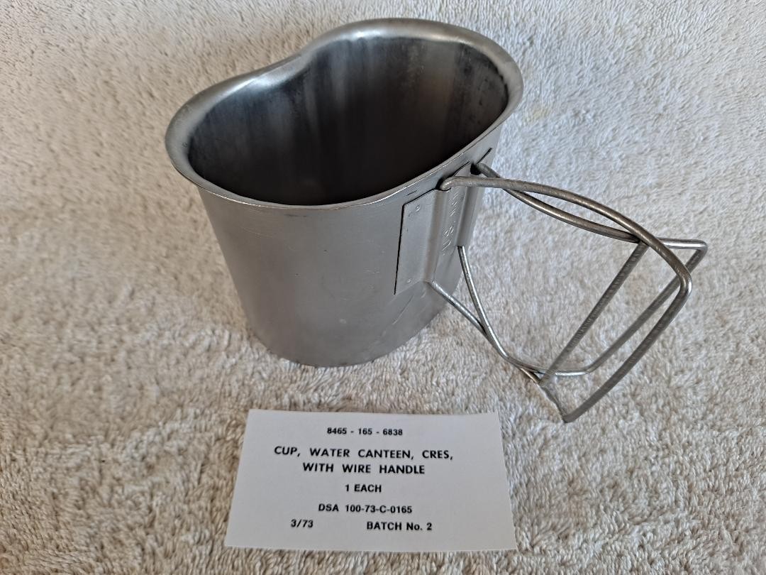 Canteen Cup, First Issue of Wire Handle dated March 1973. Unissued-NOS