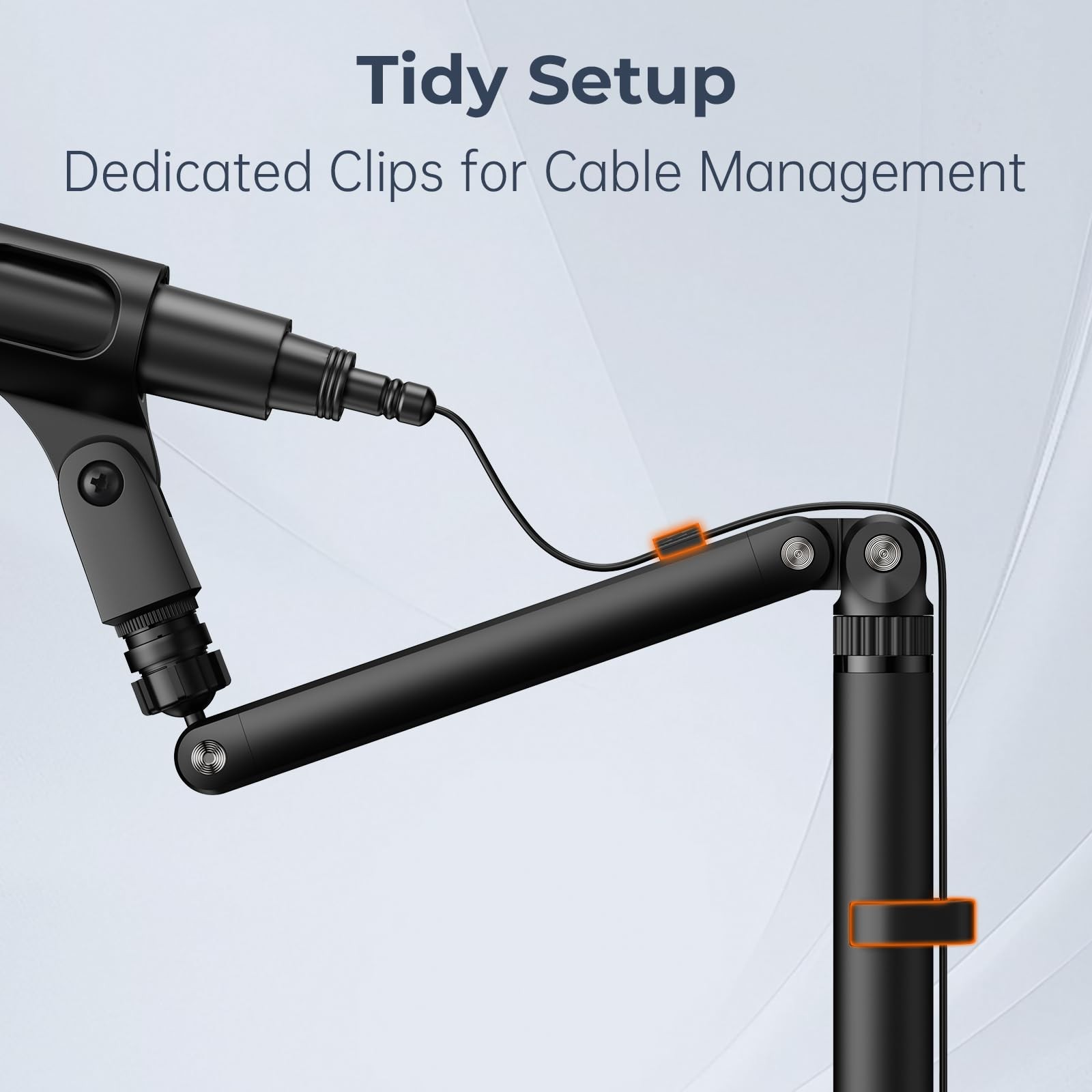 POLESTO Desktop Microphone Stand, Adjustable Foldable Arm Black