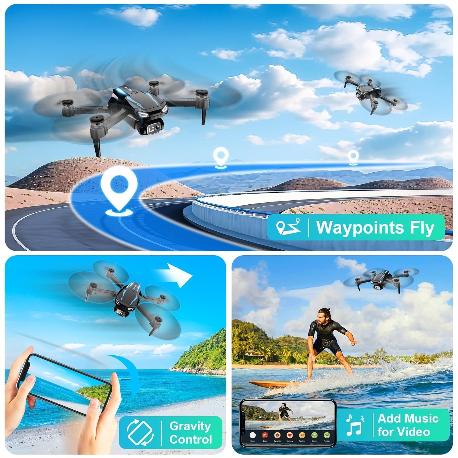 Dazlen Foldable Quadcopter Drone with 1080P Camera for Beginners