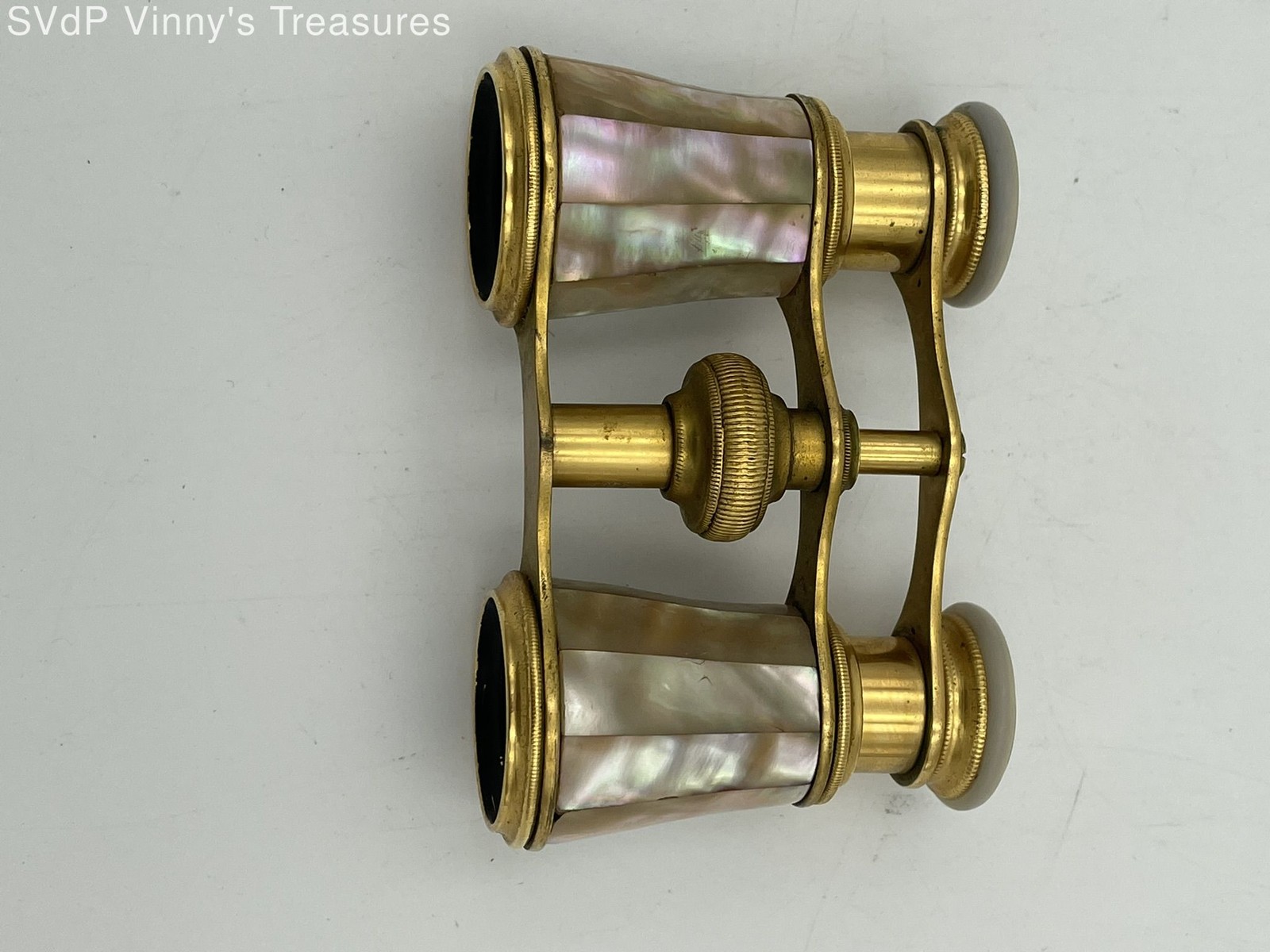 Antique Vendome Paris Mother of Pearl Opera Glasses Brass Binoculars Vtg France