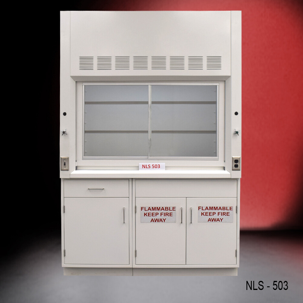 Fisher American 5' Laboratory Fume Hood w/ Flammable Storage Cabinets / E2-728