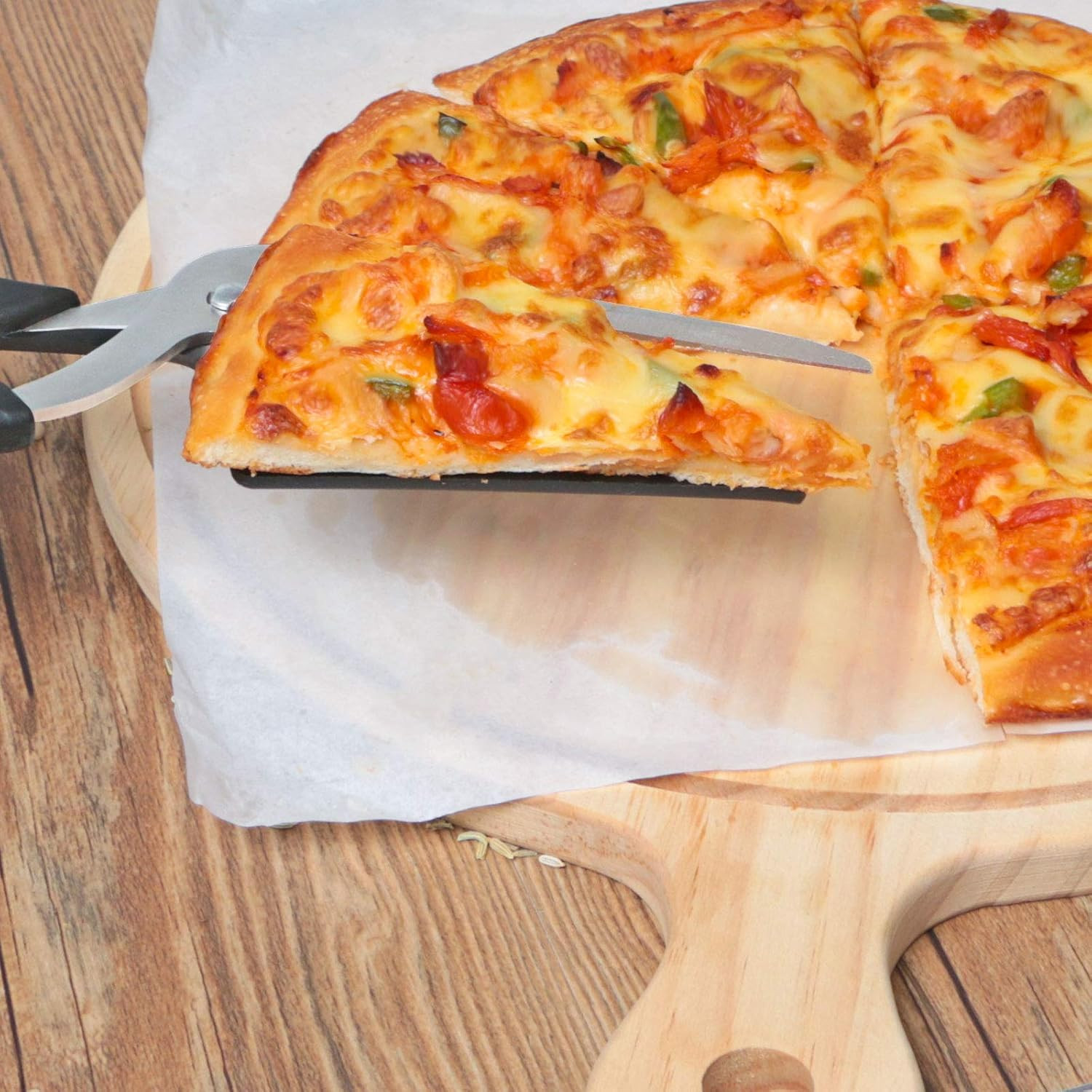 Pizza Scissors, Pizza Cutter, Ultra Sharp Detachable Blade with a Tray