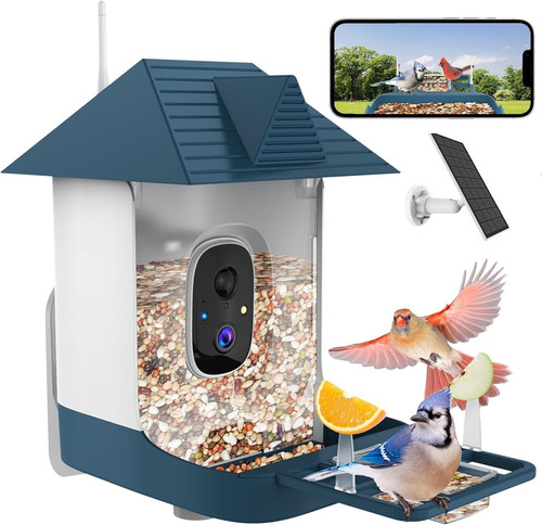 Bird Feeder with Camera,WiFi Outdoor Smart Camera Deep Blue