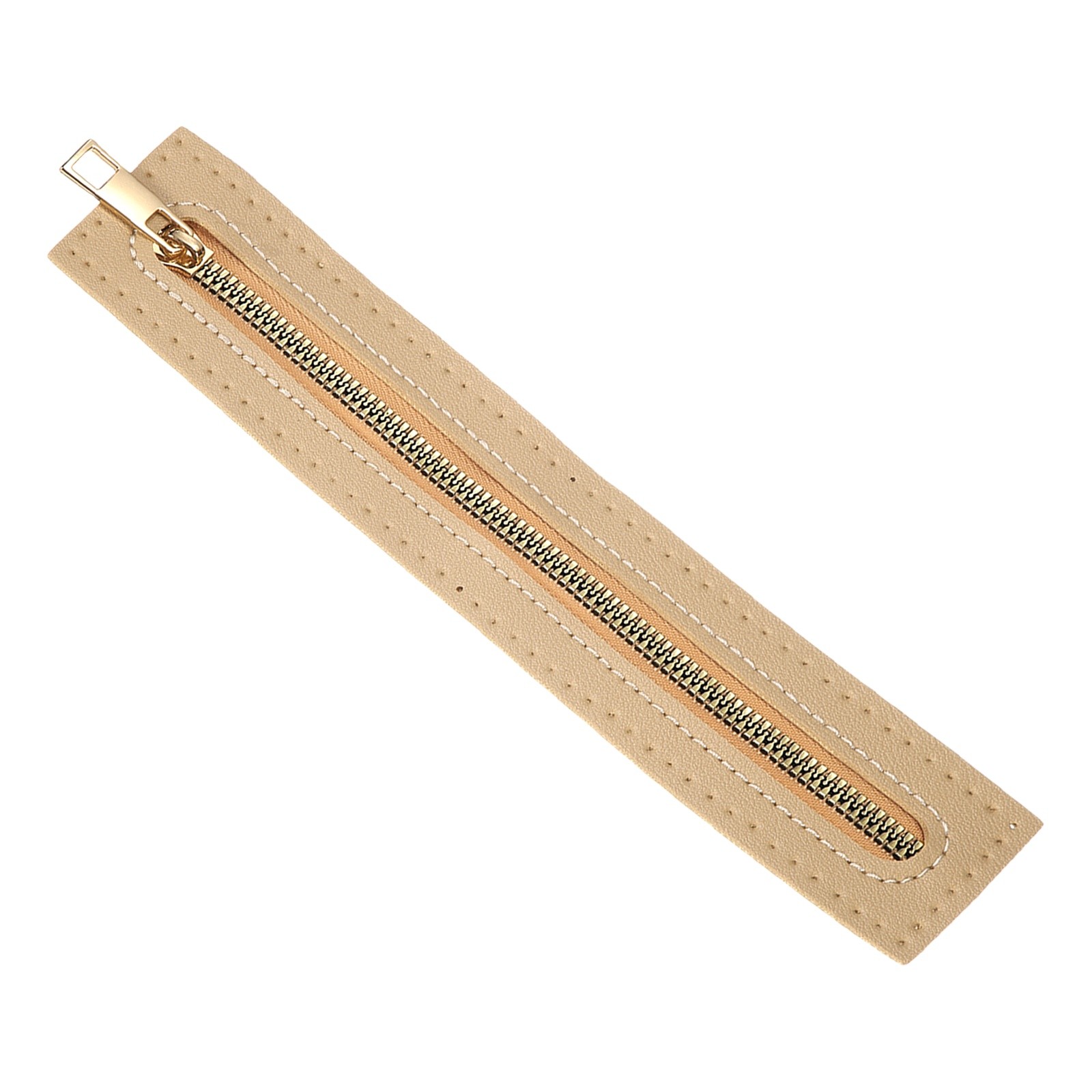 PU Leather Zipper, 9.25 in Sewing Coil Frame Crochet Zipper [Khaki]
