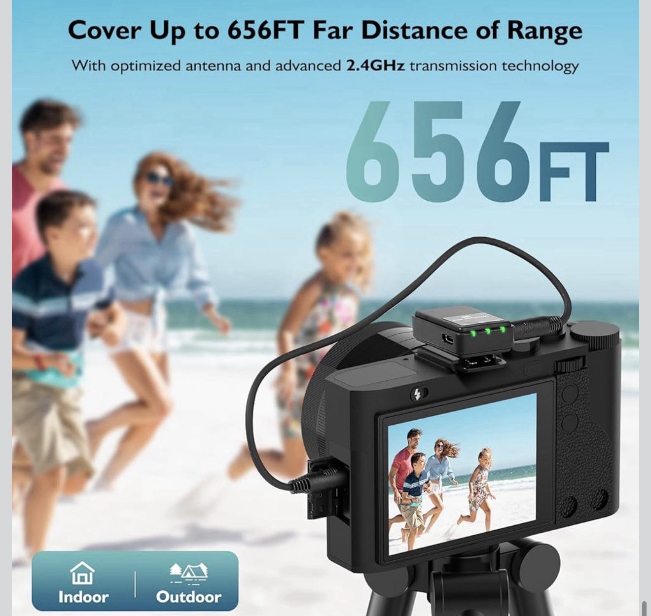 Wireless Lavalier Microphone 2TX+1RX Lapel Mic for DSLR iPhone Android
