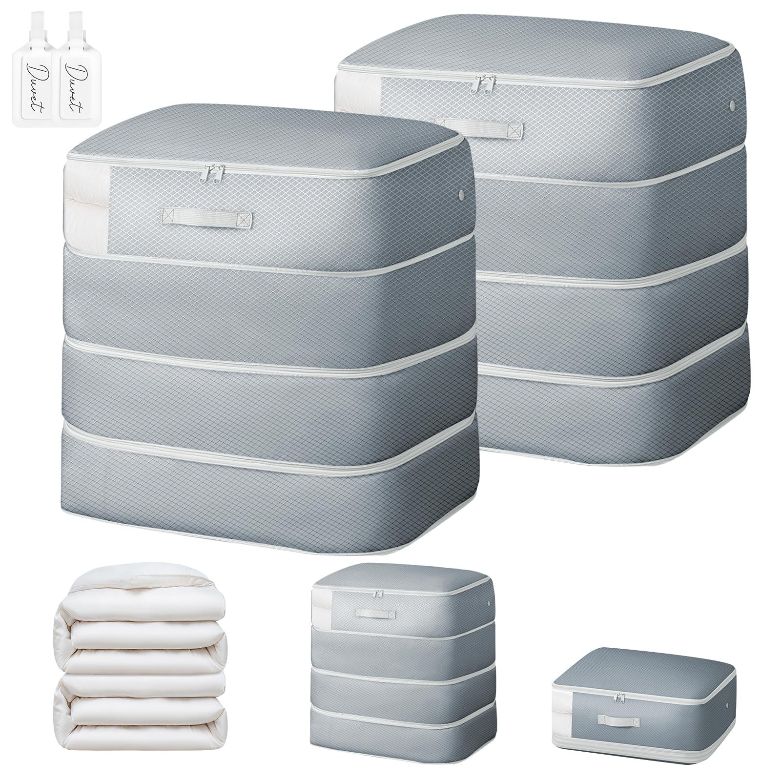 Comforter Storage Bag 130L Large Capacity Blanket 4-Layer Compression 2 Pack