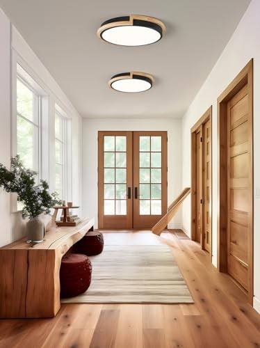 Modern LED Close to Ceiling Light, Round Shape Flush Mount 11.8 in Black