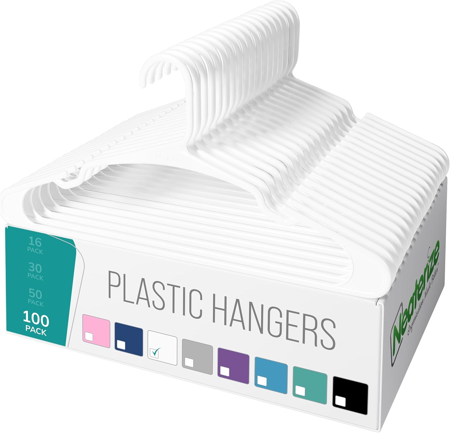 Clothes Hangers Plastic 100 Pack for Adults - Plastic Hangers, the Perfect Coat