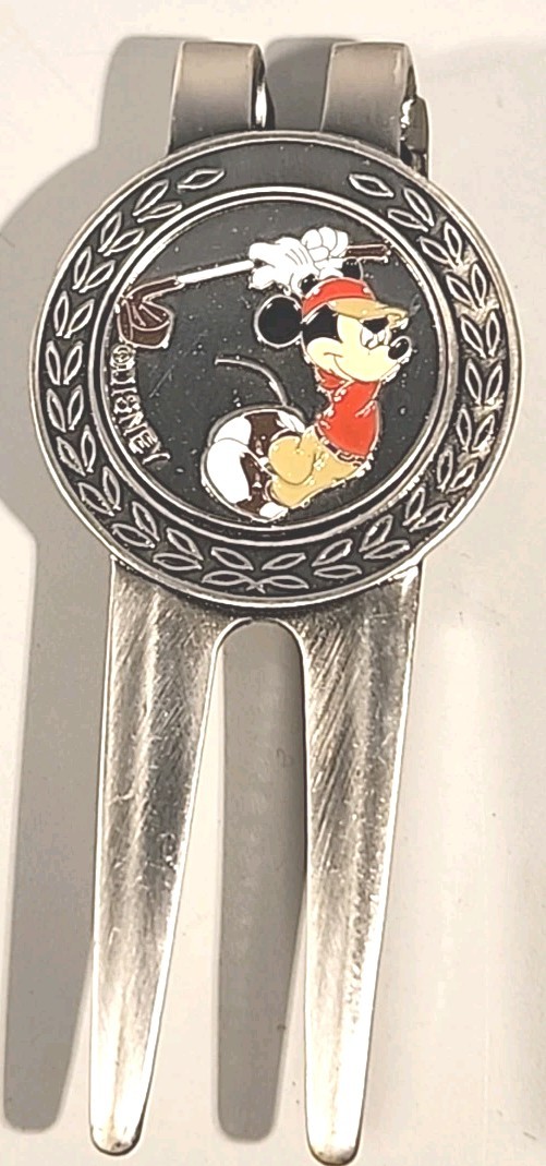 Rare Mickey Mouse Disney Divot Tool & 1" Coin Style Golf Marker