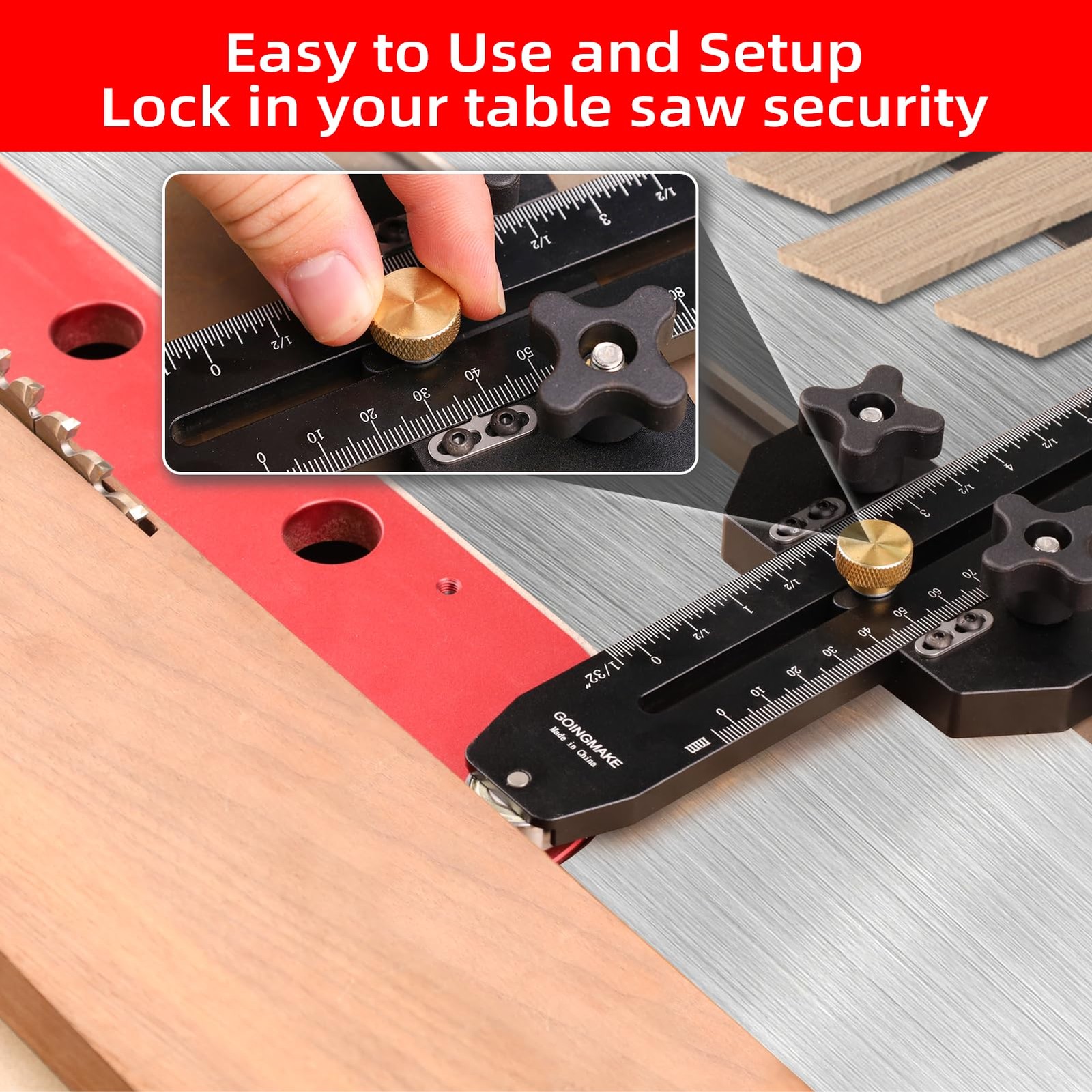 GOINGMAKE Thin Rip Jig Table Saw Jig Guide for Making Repetitive Narrow Thin ...
