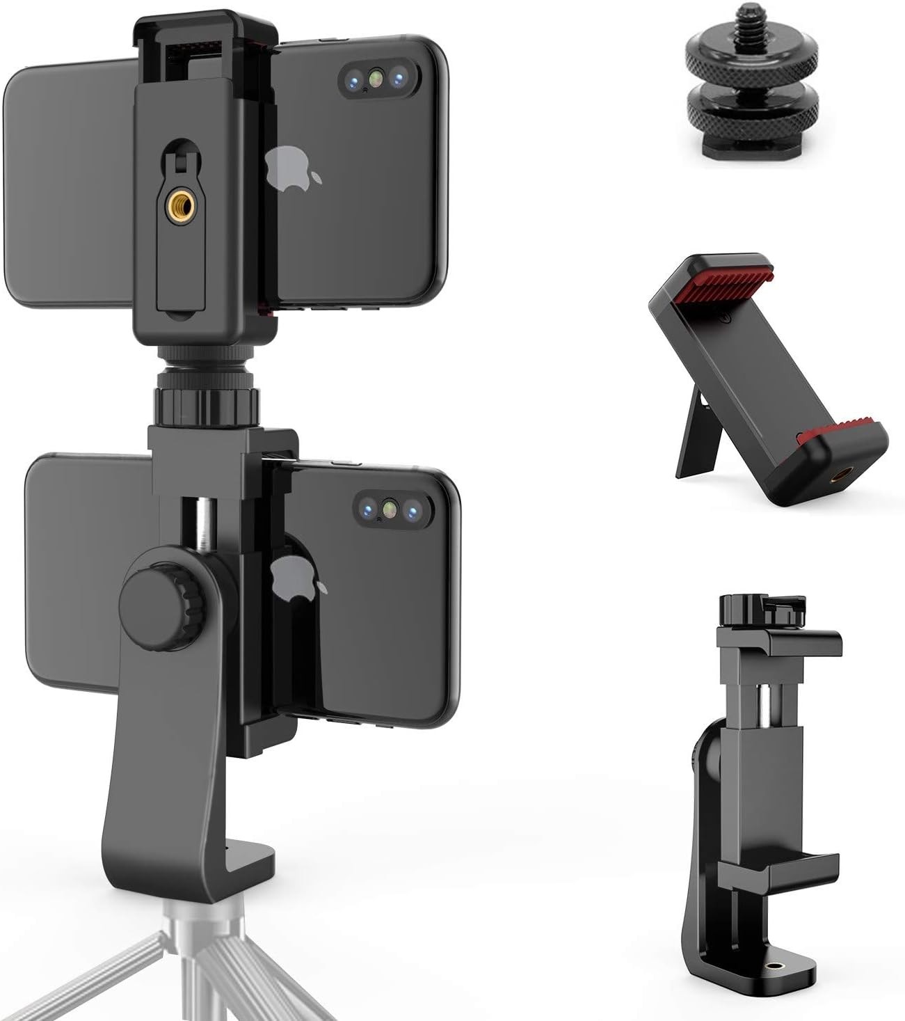Owine Universal Dual Cell Phone Tripod Mount Adapter Premium Smartphon