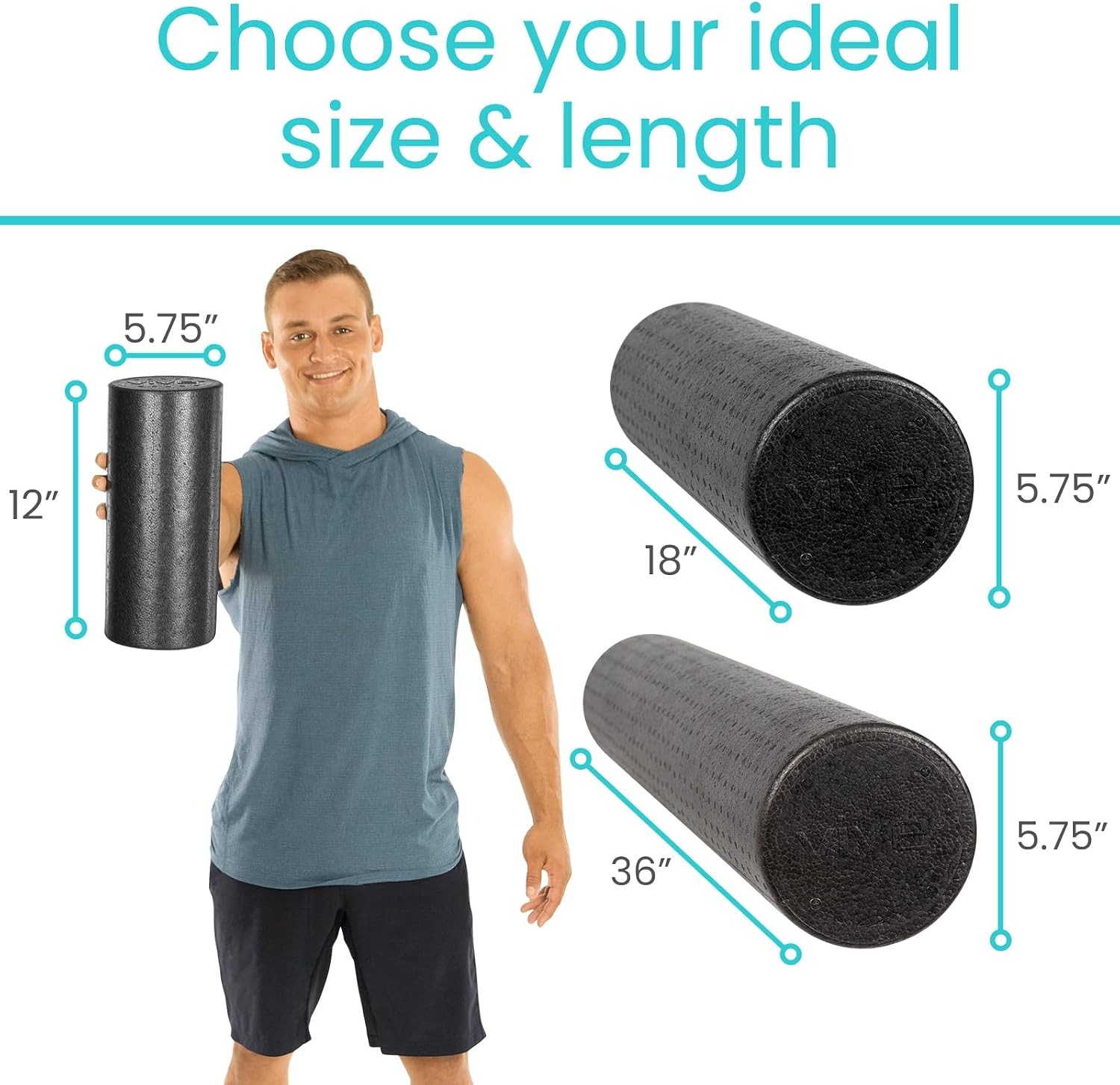 High Density Foam Roller 12 inch Large Foam Roller Exercise Physical Therapy