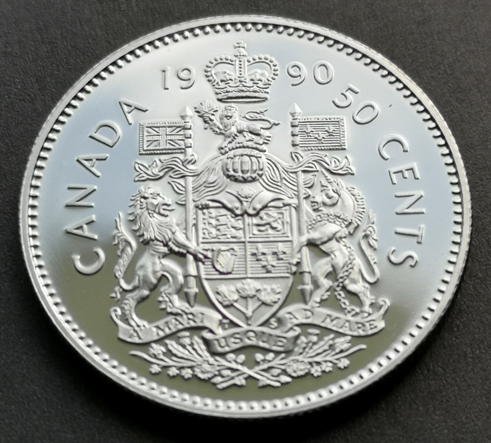 ***  CANADA  50  CENTS  1990  ***  PROOF  ULTRA  HEAVY  CAMEO  ***