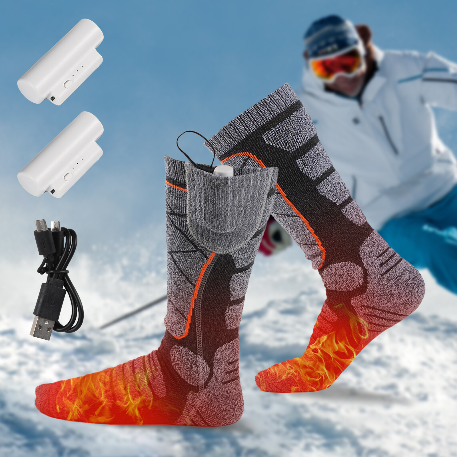 3.7v Rechargeable Battery Electric Heated Warm Socks For Men Women Winter Skiing