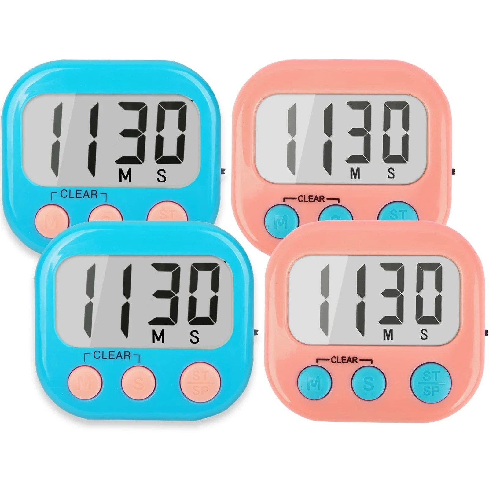 Two (2) Digital Timers Timer Blue/Pink Teachers Kitchen cooking Magnetic NEW NIP