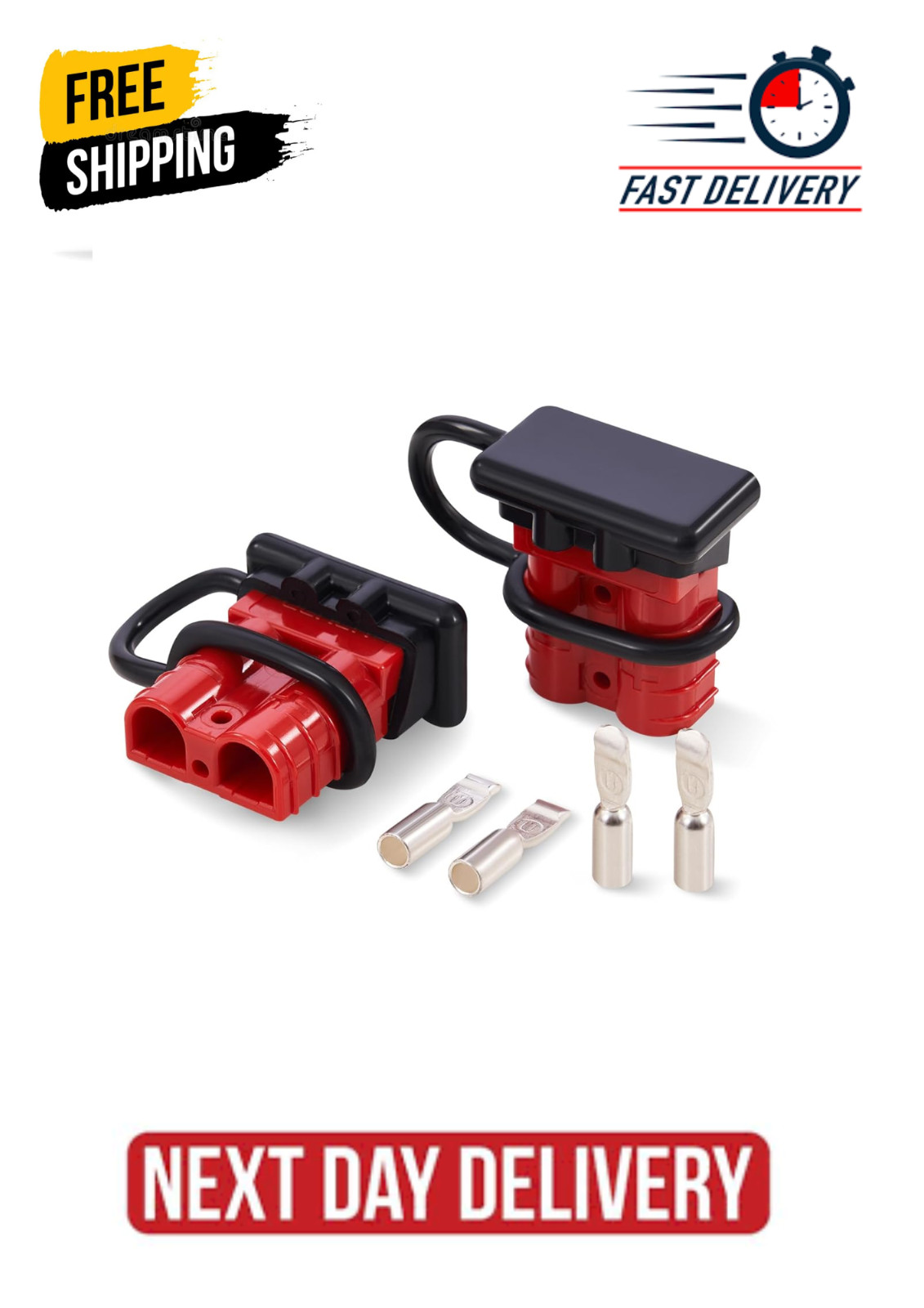 Battery Quick Connect Disconnect 6-12 Gauge Wire Plug Kit, 12-36V DC, 50A, 2 Pck
