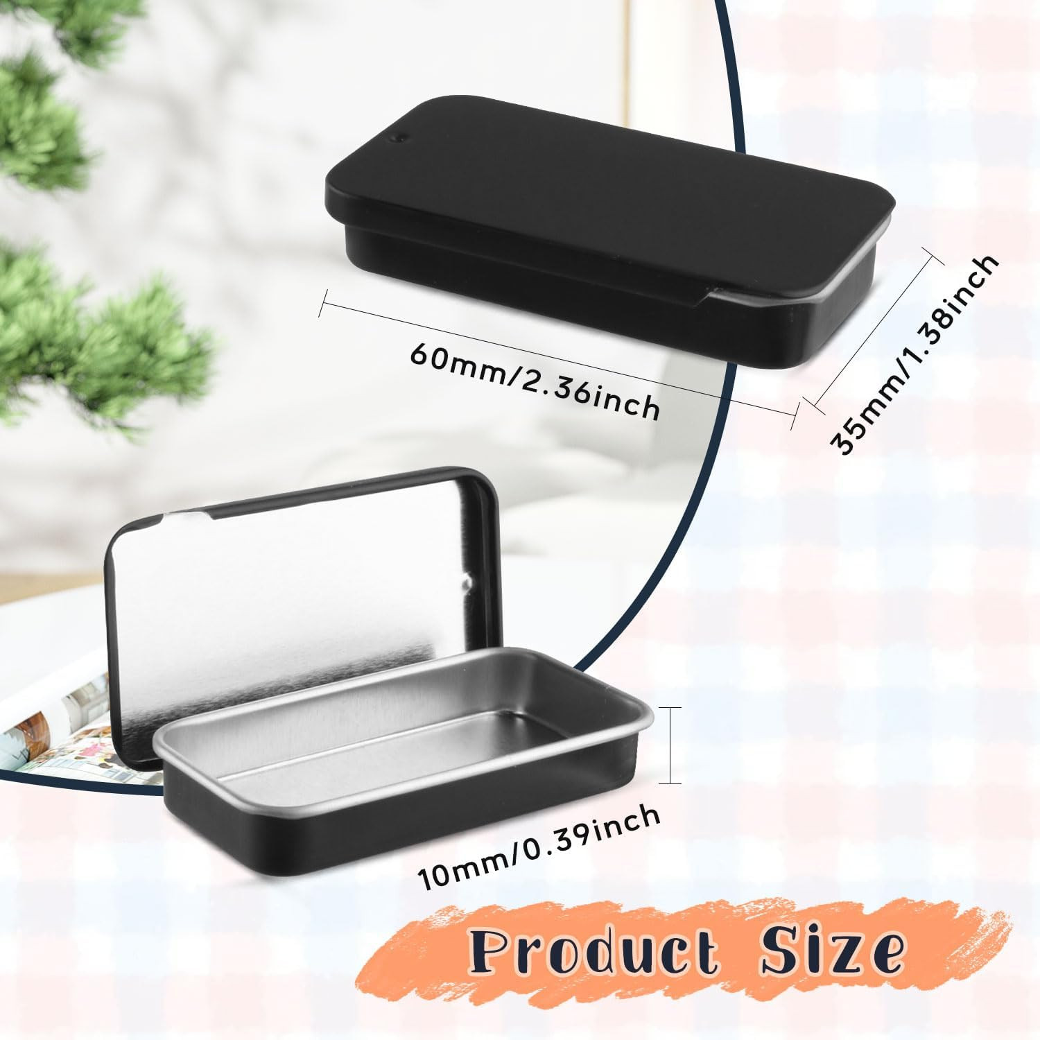 20 Pack Metal Slide Top Tin Containers Rectangular Small Tin Containers for Lip