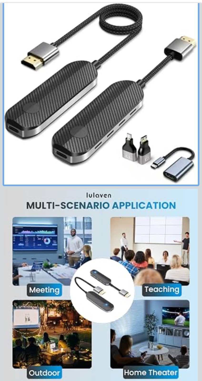 Wireless HDMI Transmitter Receiver Kit 1080P 60Hz USB-C Plug & Play