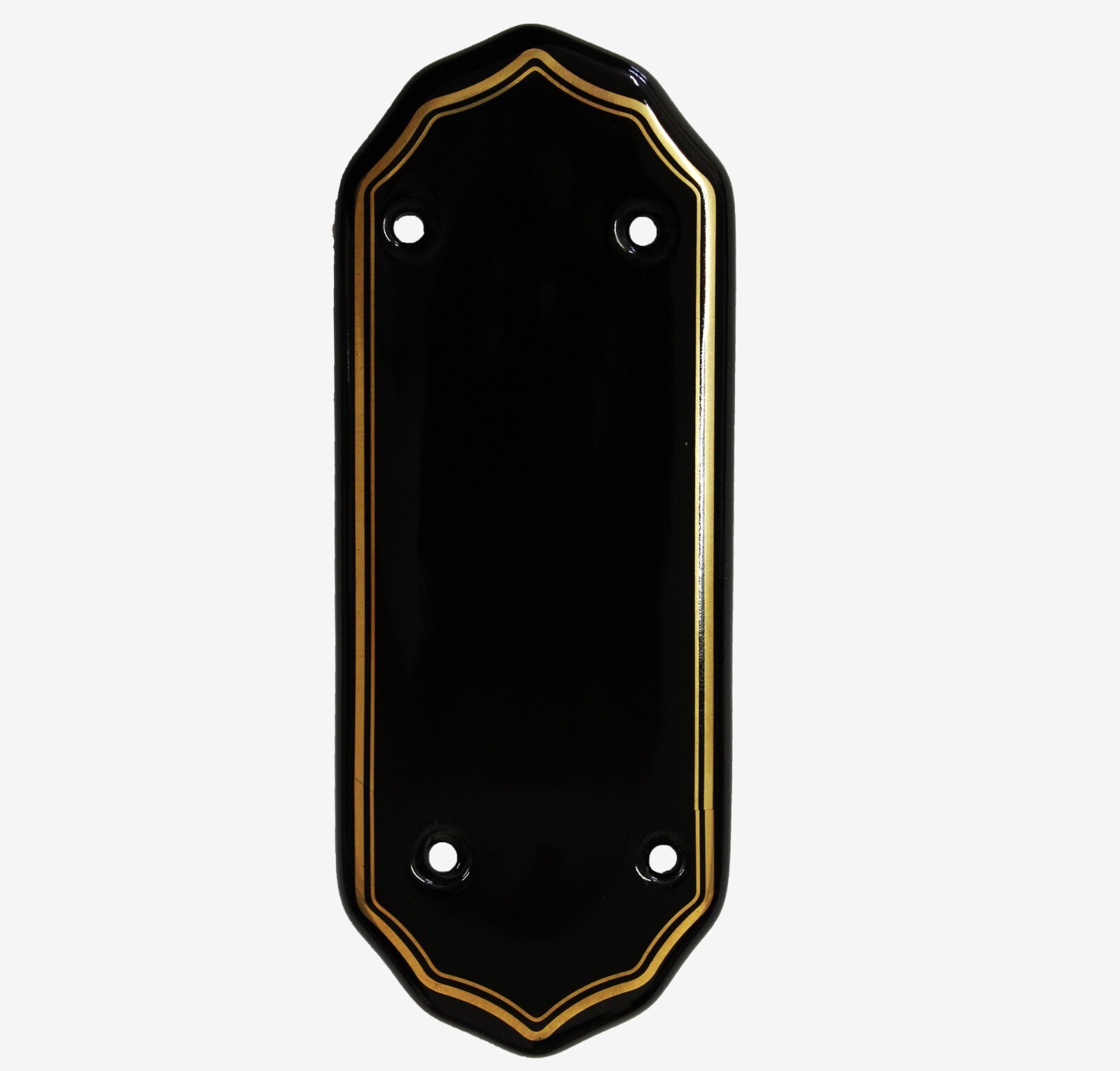1 x Black Ceramic Door Finger Push Plate Double Goldline Design