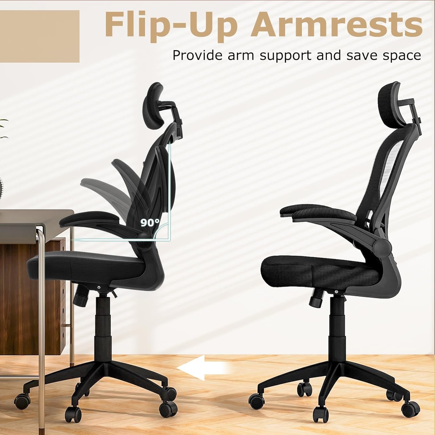Ergonomic Mesh Office Chair Home Office Desk Chair W/ Adjustable Headrest
