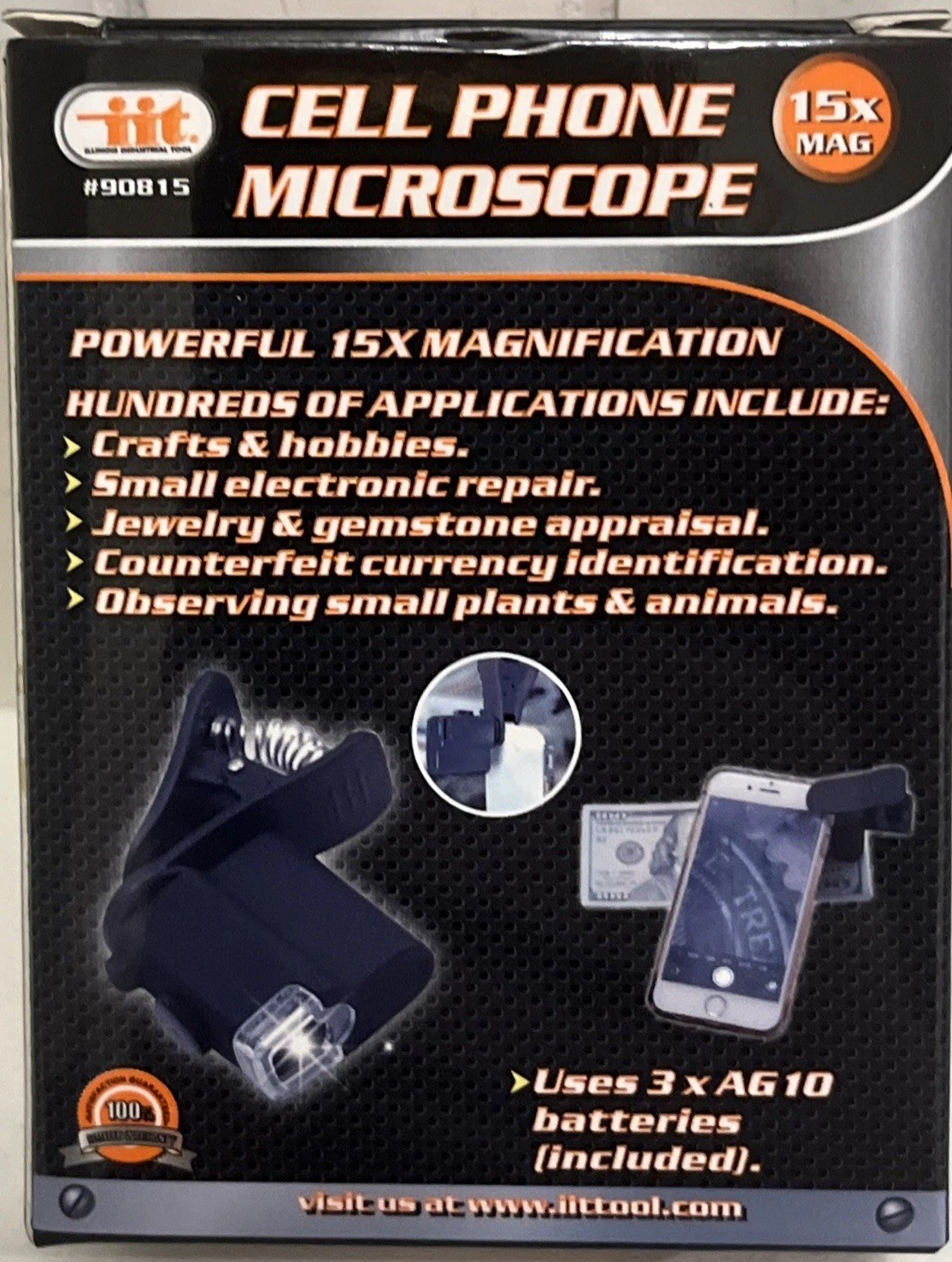 Universal Cell Phone Microscope 15X Magnification w Clip Works on any Cell Phone