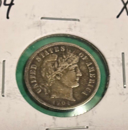 1904 Barber Dime.  XF