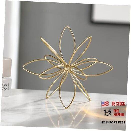 8" Gold Decorative Sphere, Metal Floral Tabletop Sculpture, Abstract Golden-8in