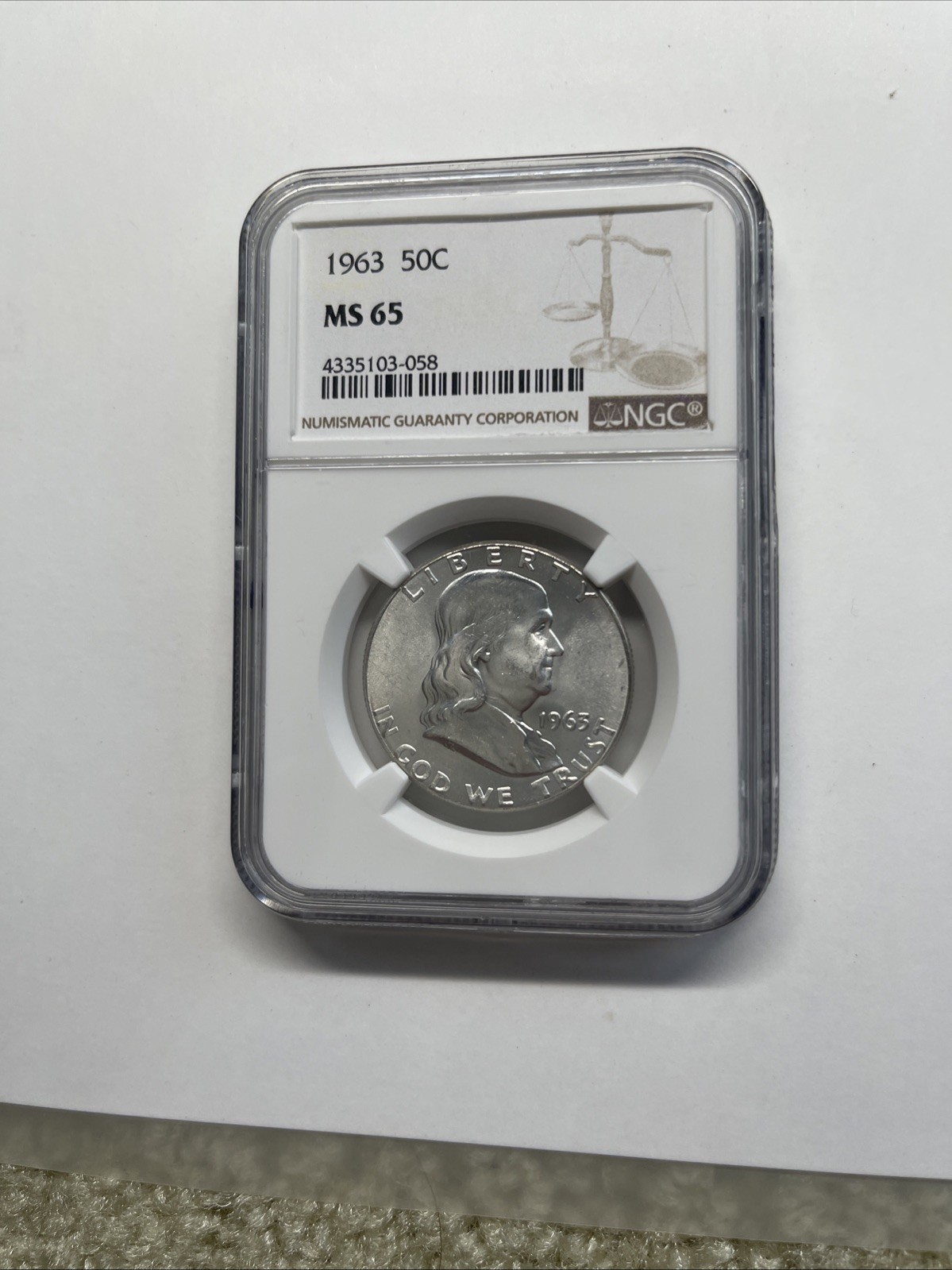 1963 50C Franklin Half Dollar MS65