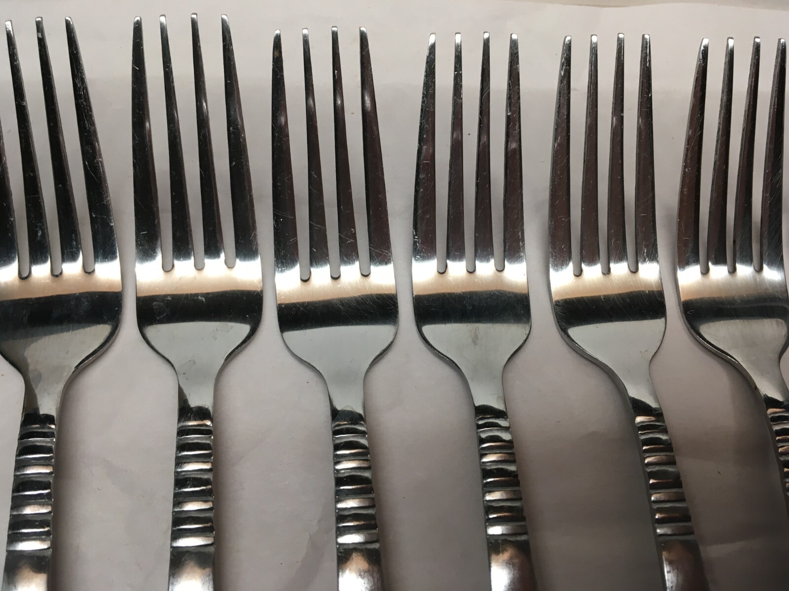 39pc International Stainless Flatware Ribbed Neck Vertical Lines China