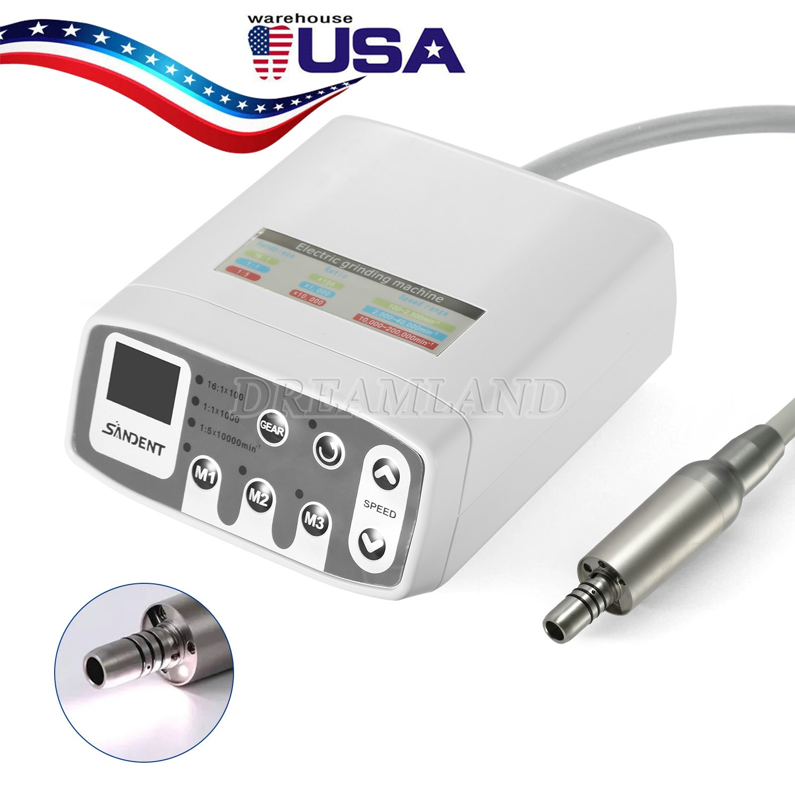 Dental LED Brushless Electric Micro Motor /1:1/1:5 Contra Angle Handpiece USA