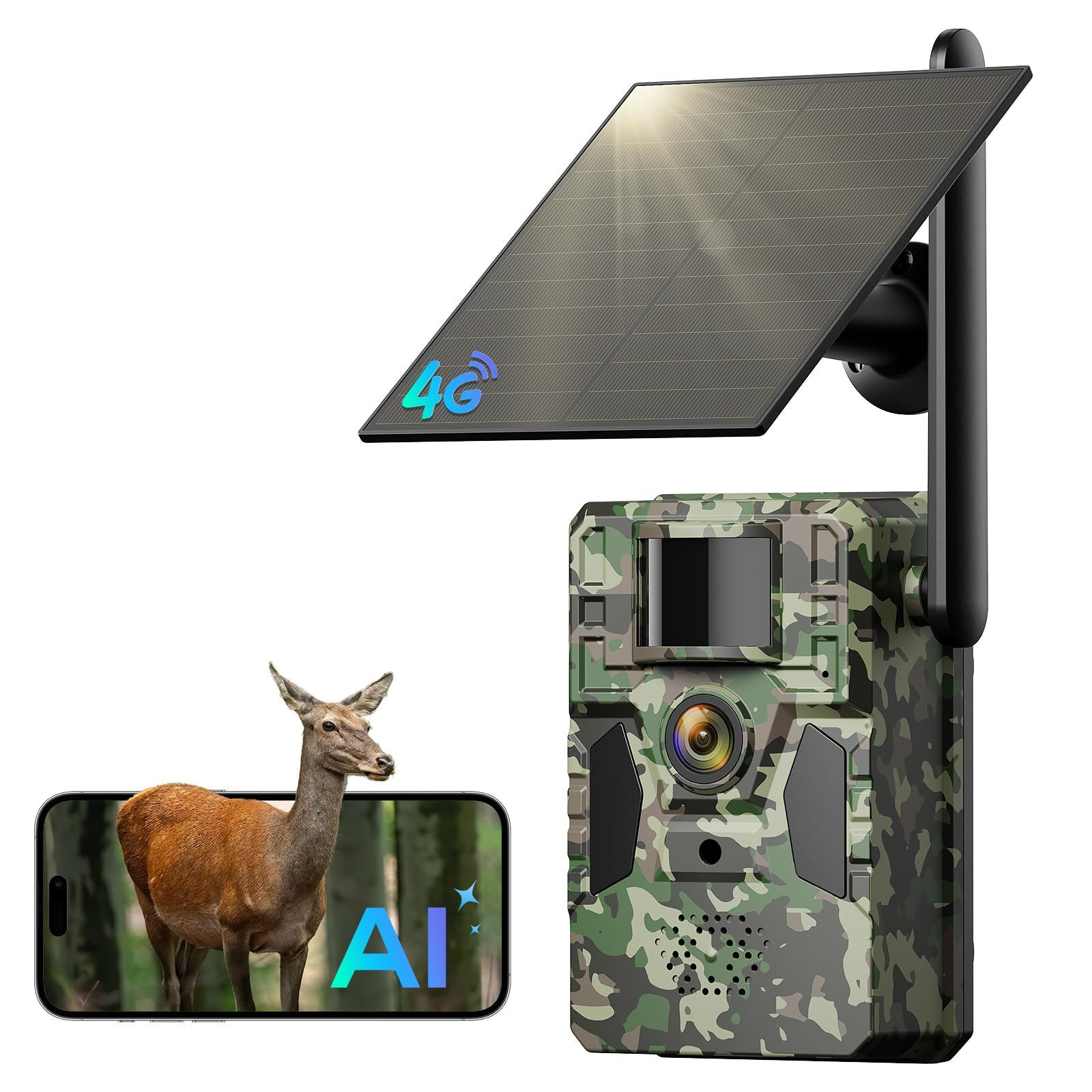 TKENPRO 4G LTE Cellular Trail Camera, Unlimited Data 2K Live Video, Green