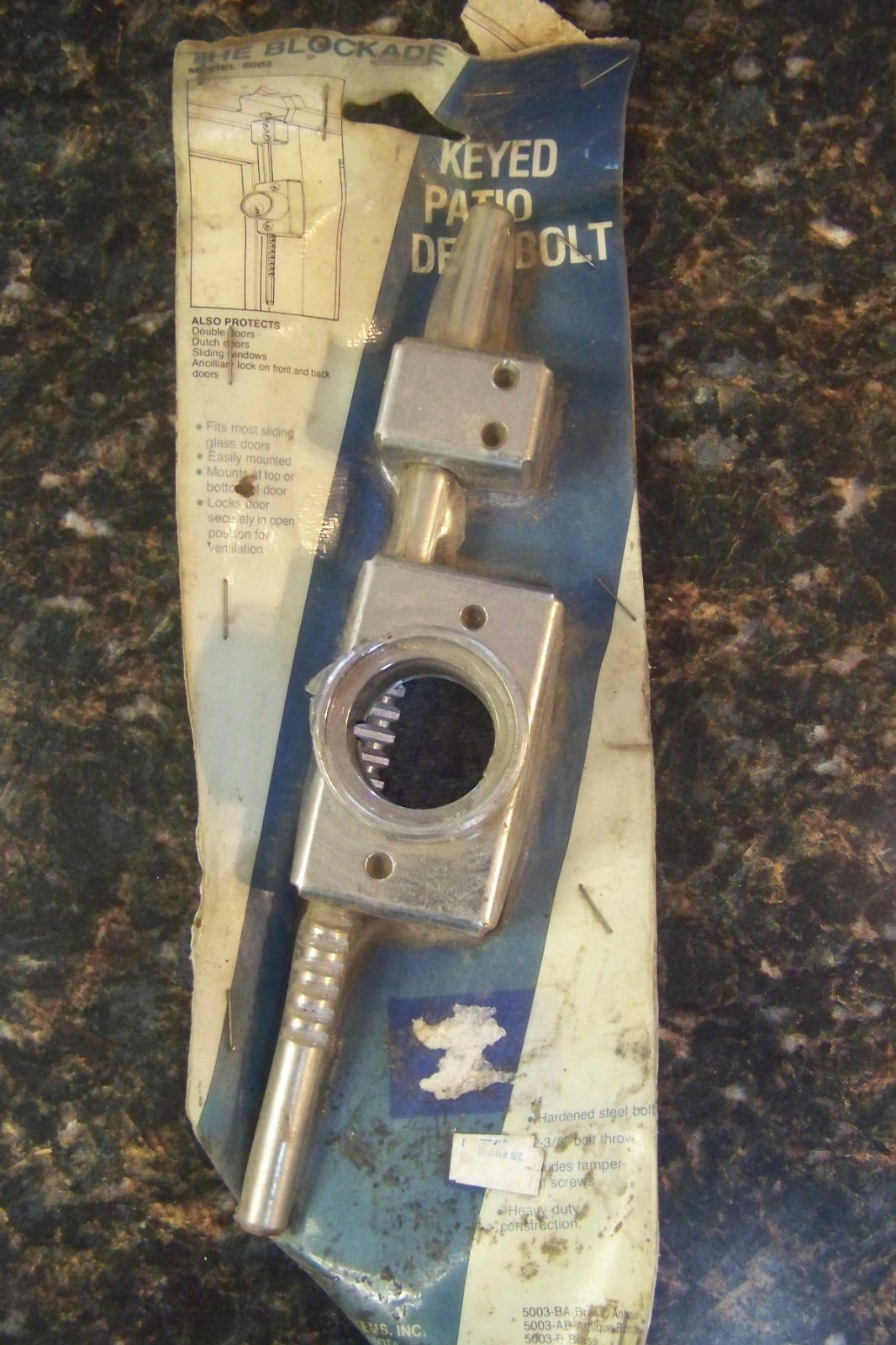Patio Door Lock Steel Bolt Brand New. The Blockade Patio Keyed Deadbolt, NOS