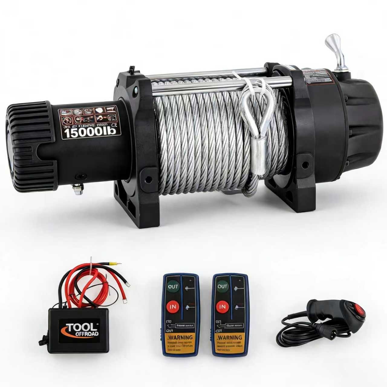 15000LBS 12V Steel Rope Electric Winch for ATV UTV Towing