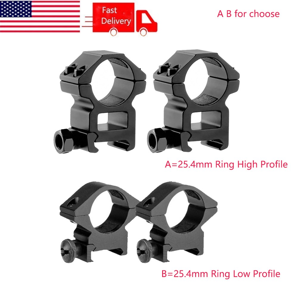 Scope Rings Low / High Profile Scope Mount 1 Inch Ring for Picatinny Rail Mount