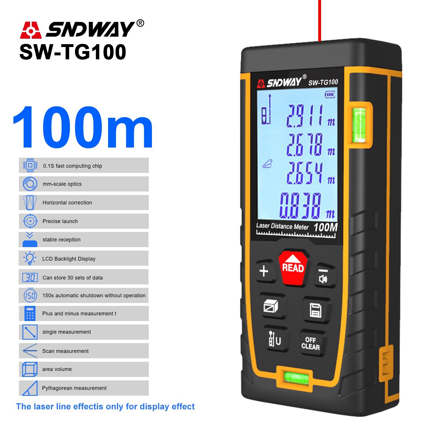 Digital Laser Distance Meter Handheld Laser Tape Rangefinder Measure Tools
