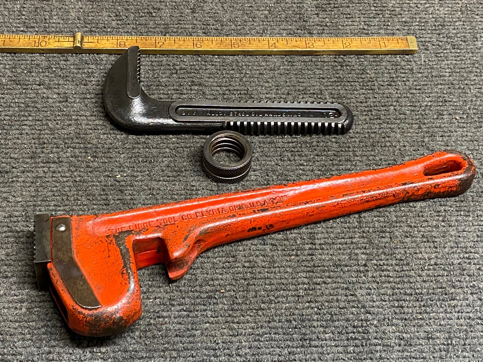 Vintage 12” Ridgid Adjustable Pipe Wrench Lightly Used Partial Sticker USA