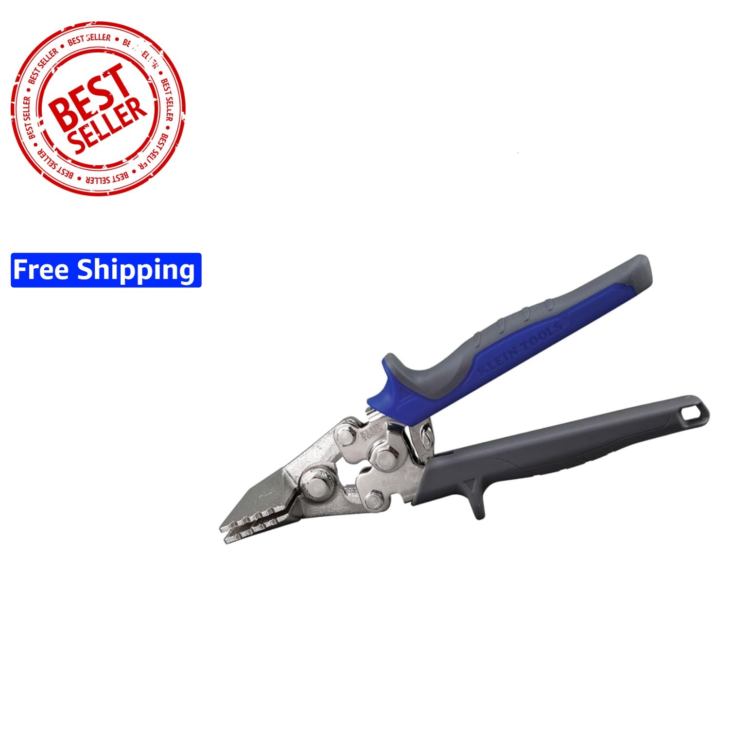 Klein Tools 86522 Hand Seamer, Straight Metal Seamer has 3-Inch Jaw, for 22 G...