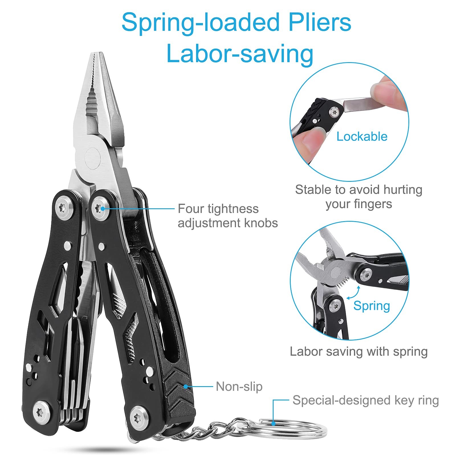 2PCS Mini Multitool Pliers 15 in 1, Handmade Multi Tool Plier, Premium Keycha...