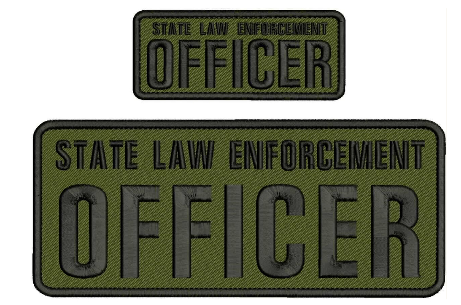 STATE LAW ENFORCEMENT OFFICER EMB PATCH 4X10 AND 2X5 VELCR@ ON BLACK BLACK ON OD